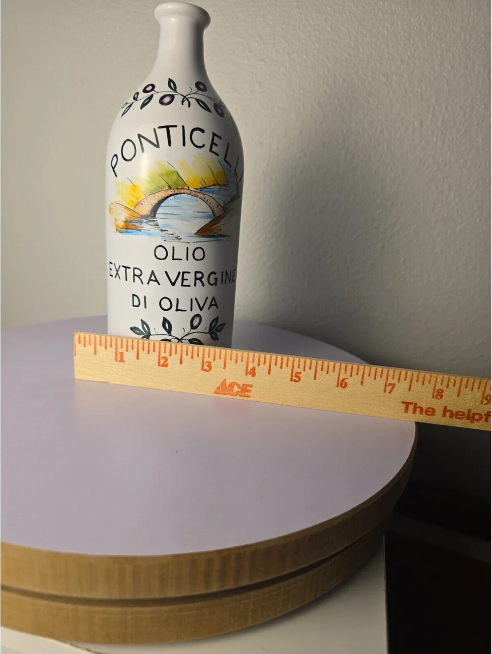 FIMA Deruta Italy Hand Painted Ceramic Olive Oil Bottle